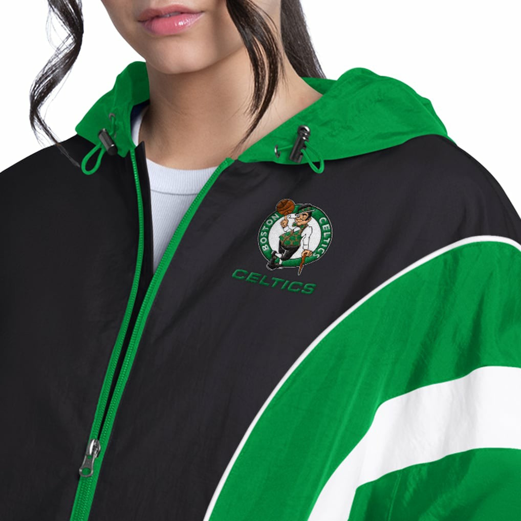 Boston Celtics G-III 4Her by Carl Banks Women's Quarterback Lightweight Oversized Full-Zip Jacket - Green/Black shop
