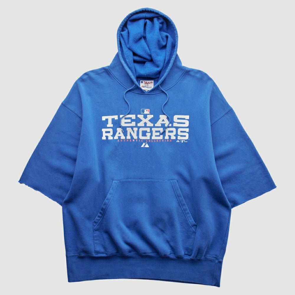 Texas Rangers Majestic 2000s Hooded Pullover Sweatshirt - Blue Vintage