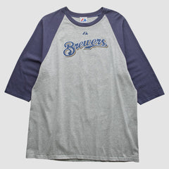 Milwaukee Brewers Majestic 2000s T-shirt - Gray Vintage
