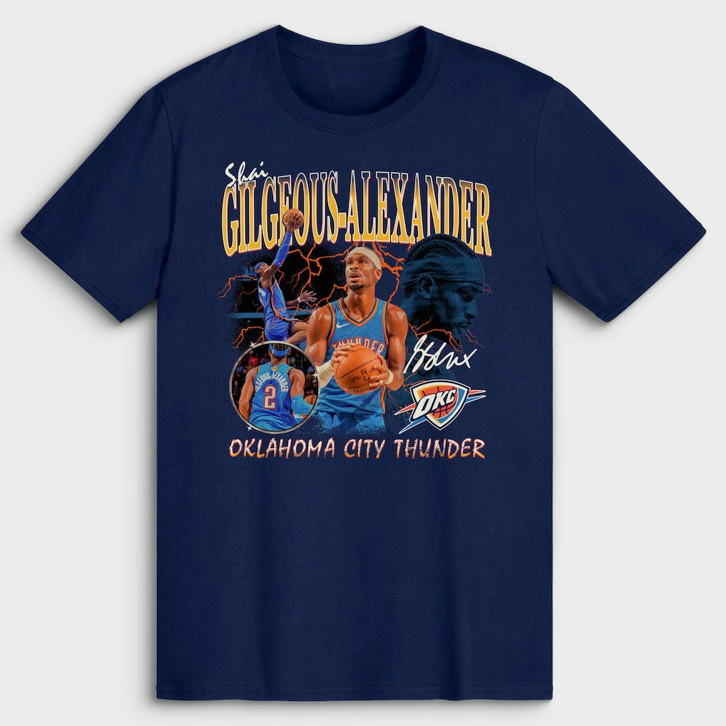 Shai Gilgeous-Alexander Oklahoma City Thunder Player Collage T-Shirt - Navy on sale