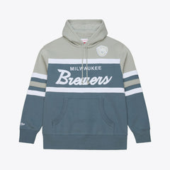 Milwaukee Brewers Cooperstown Collection Thunderstorm Head Coach Hoodie - Gray | Mitchell & Ness