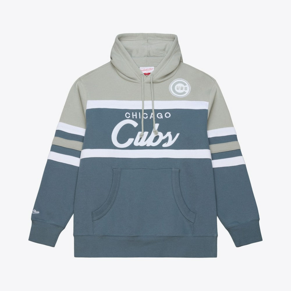 Chicago Cubs Cooperstown Collection Thunderstorm Head Coach Hoodie - Gray | Mitchell & Ness