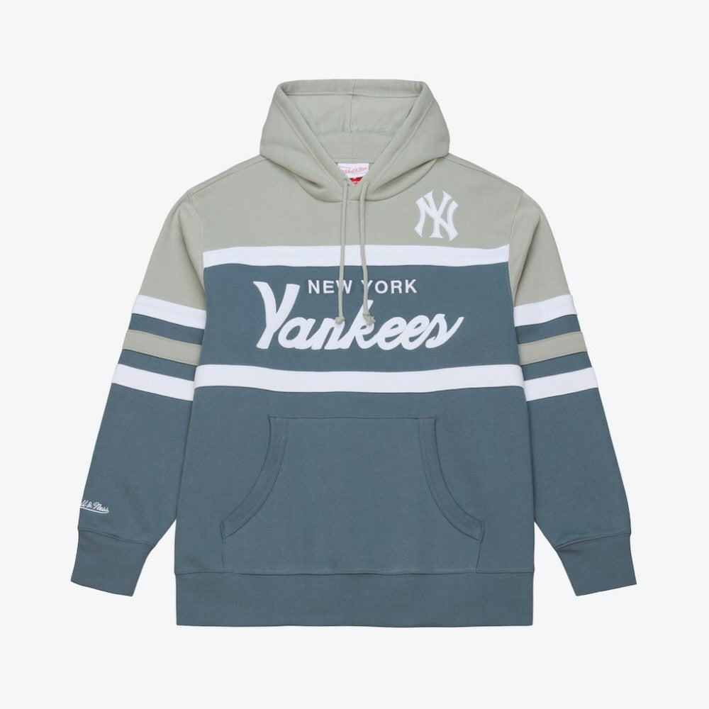 New York Yankees Cooperstown Collection Thunderstorm Head Coach Hoodie - Gray | Mitchell & Ness