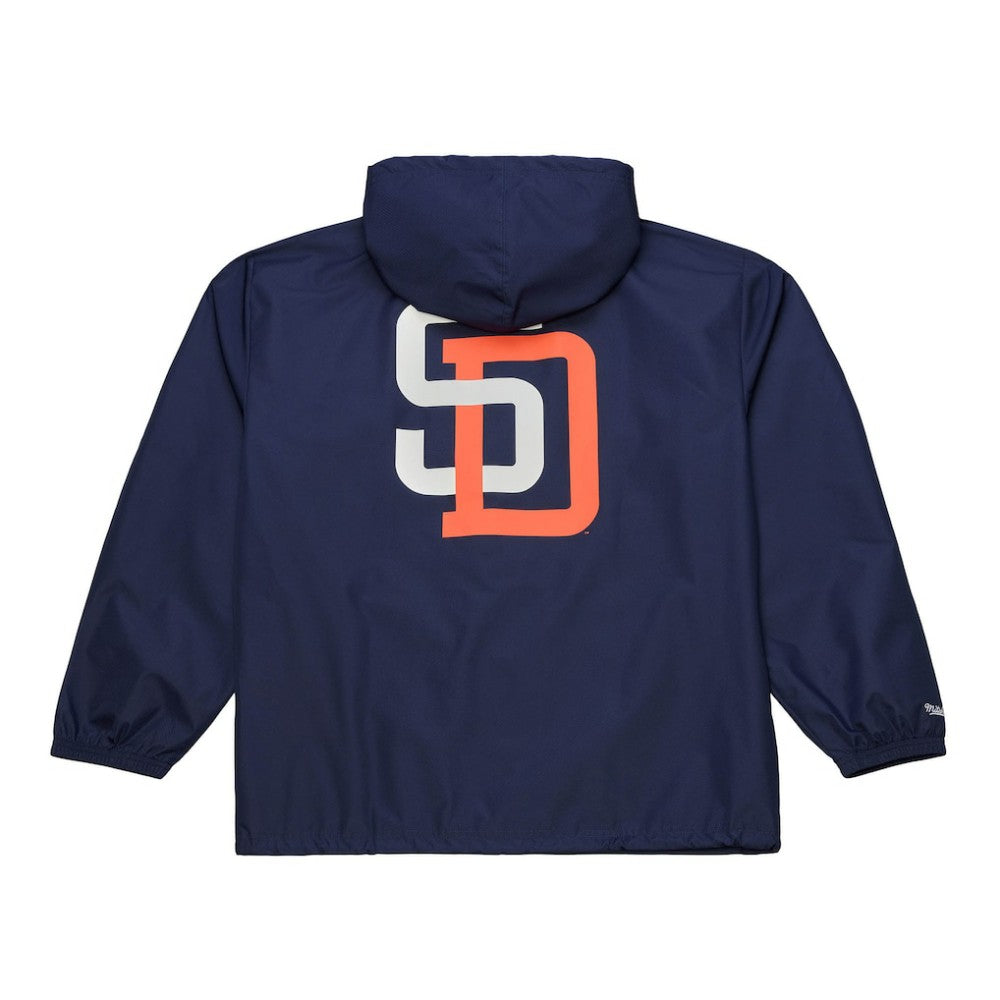 San Diego Padres Full-Snap Hooded Coaches Jacket - Navy | Mitchell & Ness