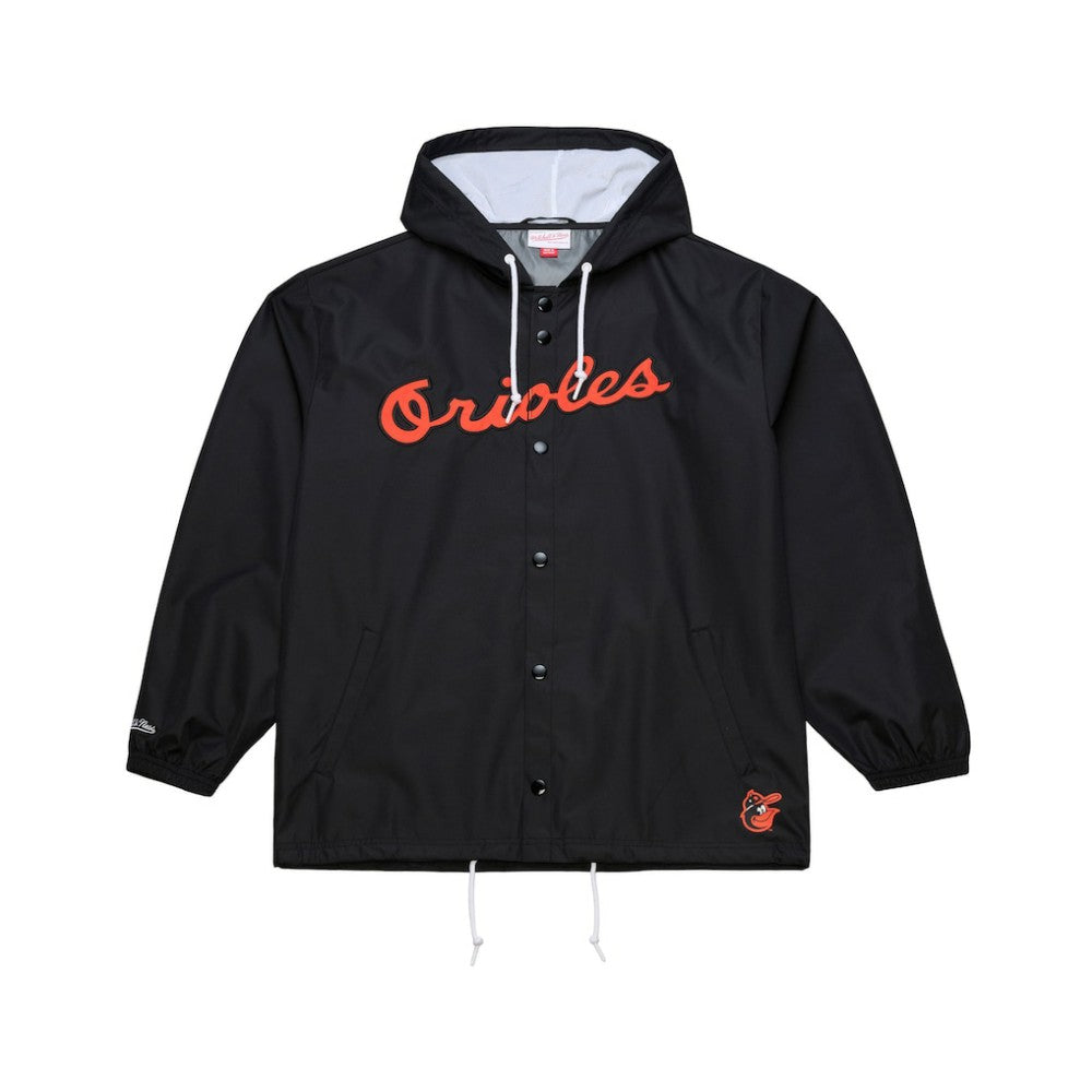 Baltimore Orioles Full-Snap Hooded Coaches Jacket - Black | Mitchell & Ness