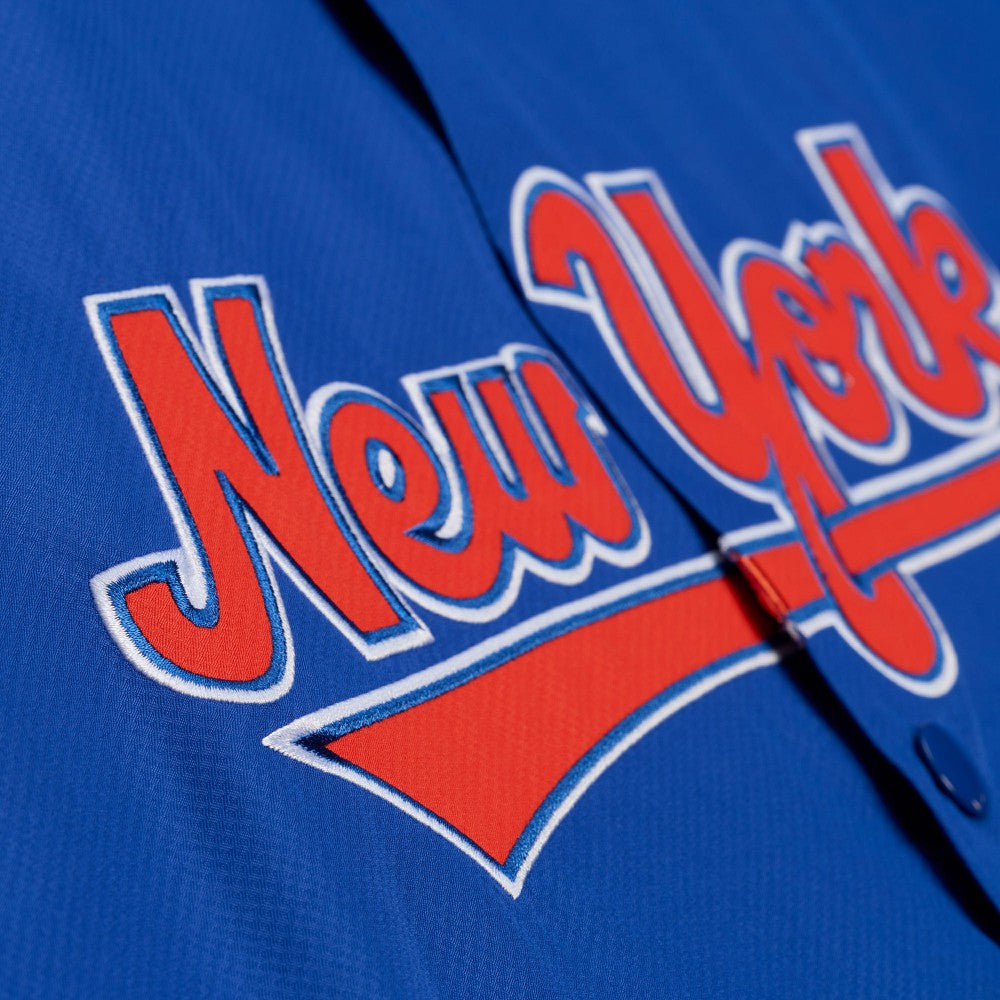 New York Mets Full-Snap Hooded Coaches Jacket - Royal | Mitchell & Ness