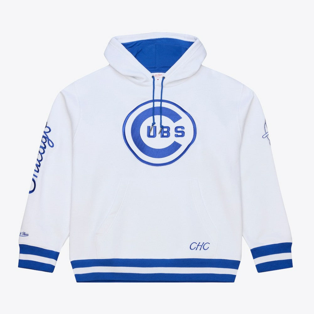 Chicago Cubs Cooperstown Collection Fleece Hoodie - White | Mitchell & Ness
