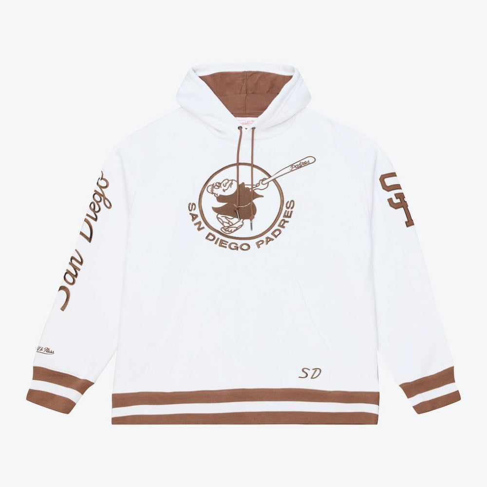 San Diego Padres Cooperstown Collection Fleece Hoodie - White | Mitchell & Ness