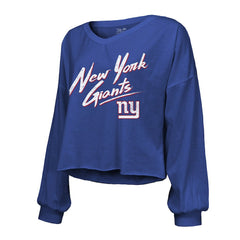 NFL New York Giants Jaxson Dart  Majestic Threads Women's Script Name & Number Long Sleeve T-Shirt