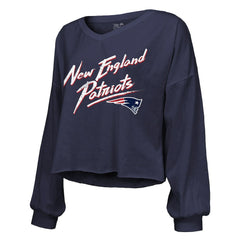NFL New England Patriots Drake Maye  Majestic Threads Women's Off-Shoulder Script Name & Number V-Neck T-Shirt
