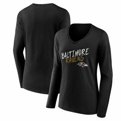 NFL Baltimore Ravens Women's Hustle Long Sleeve V-Neck T-Shirt