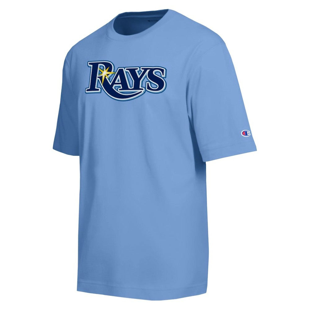 Tampa Bay Rays Champion All Star Chenille Wordmark T-Shirt - Light Blue