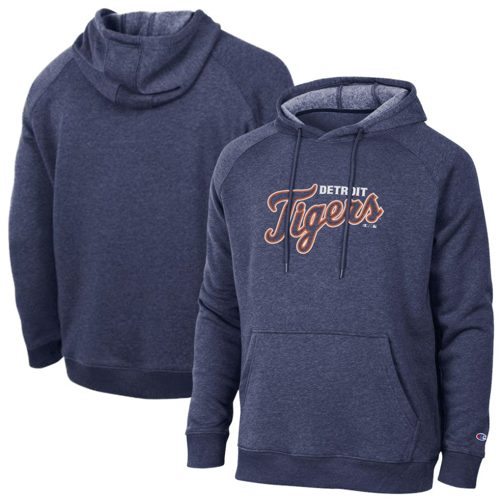 Detroit Tigers Champion Triumph Tri-Blend Raglan Hoodie - Navy