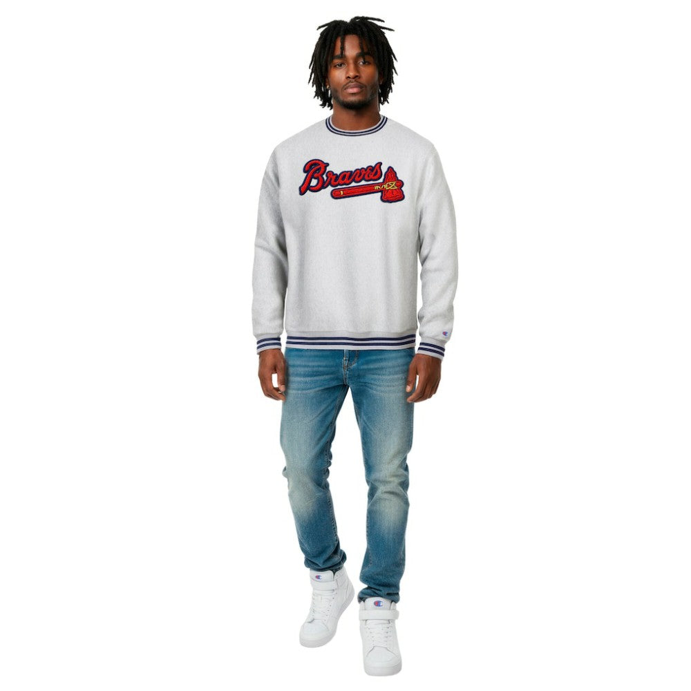 Atlanta Braves Champion Reverse Weave Sweatshirt - Heather Gray