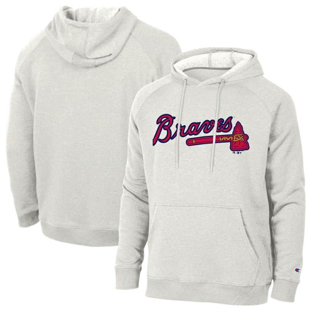 Atlanta Braves Champion Triumph Tri-Blend Raglan Hoodie - Heathered Core Ultra Light Grey