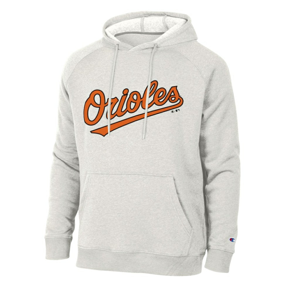 Baltimore Orioles Champion Triumph Tri-Blend Raglan Hoodie - Heathered Core Ultra Light Grey