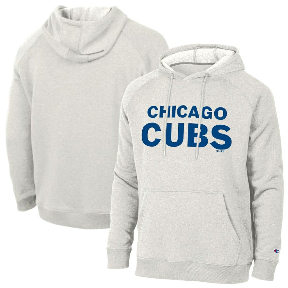 Chicago Cubs Champion Triumph Tri-Blend Raglan Hoodie - Heathered Core Ultra Light Grey