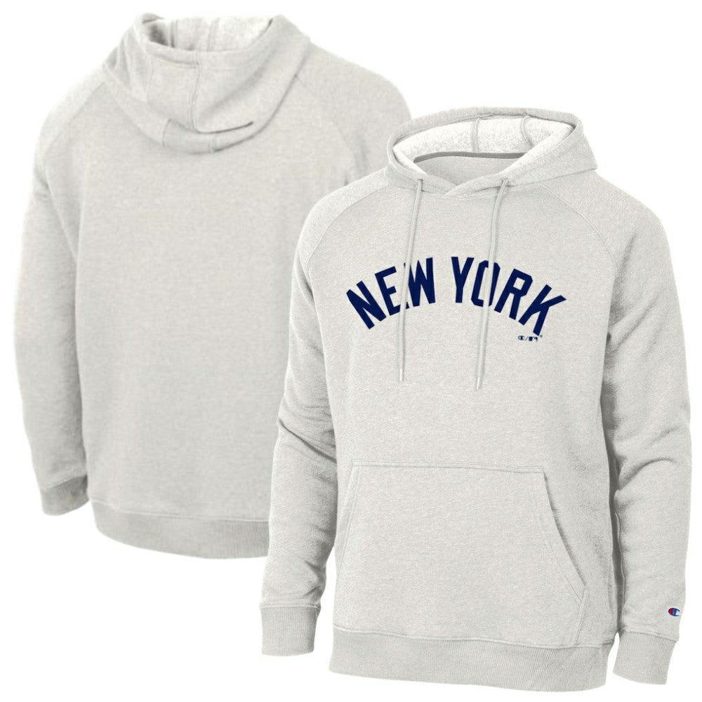 New York Yankees Champion Triumph Tri-Blend Raglan Hoodie - Heathered Core Ultra Light Grey
