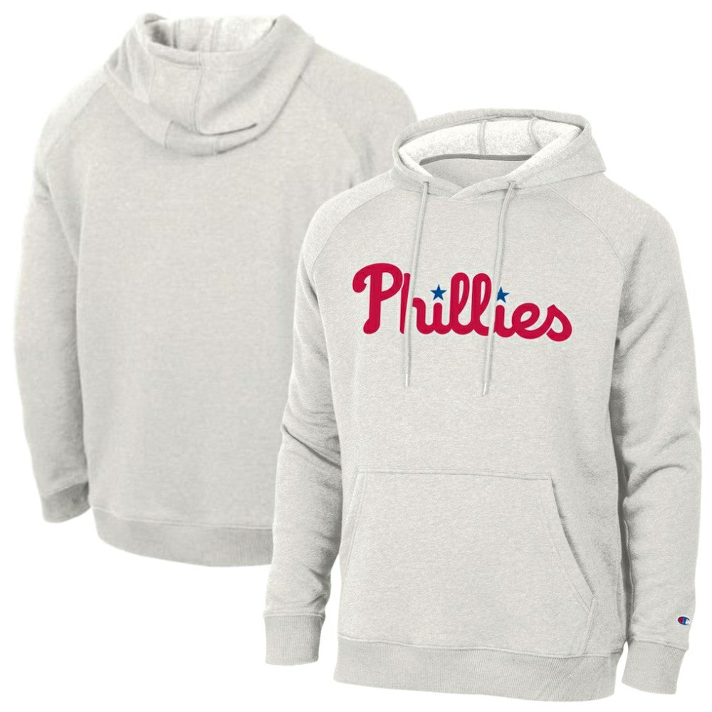 Philadelphia Phillies Champion Triumph Tri-Blend Raglan Hoodie - Heathered Core Ultra Light Grey