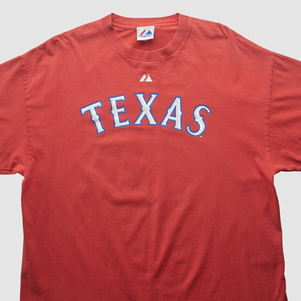 Texas Rangers Majestic 2000s T-shirt - Red Vintage