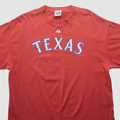 Texas Rangers Majestic 2000s T-shirt - Red Vintage