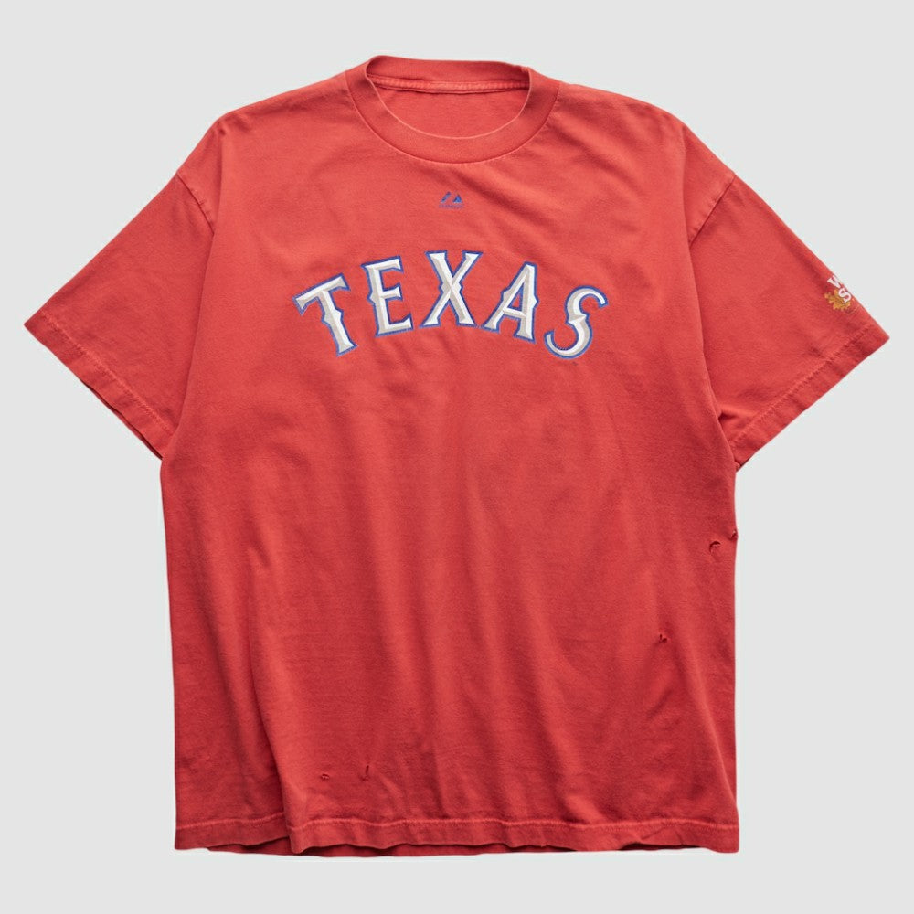 Texas Rangers Majestic 2000s T-shirt - Red Vintage