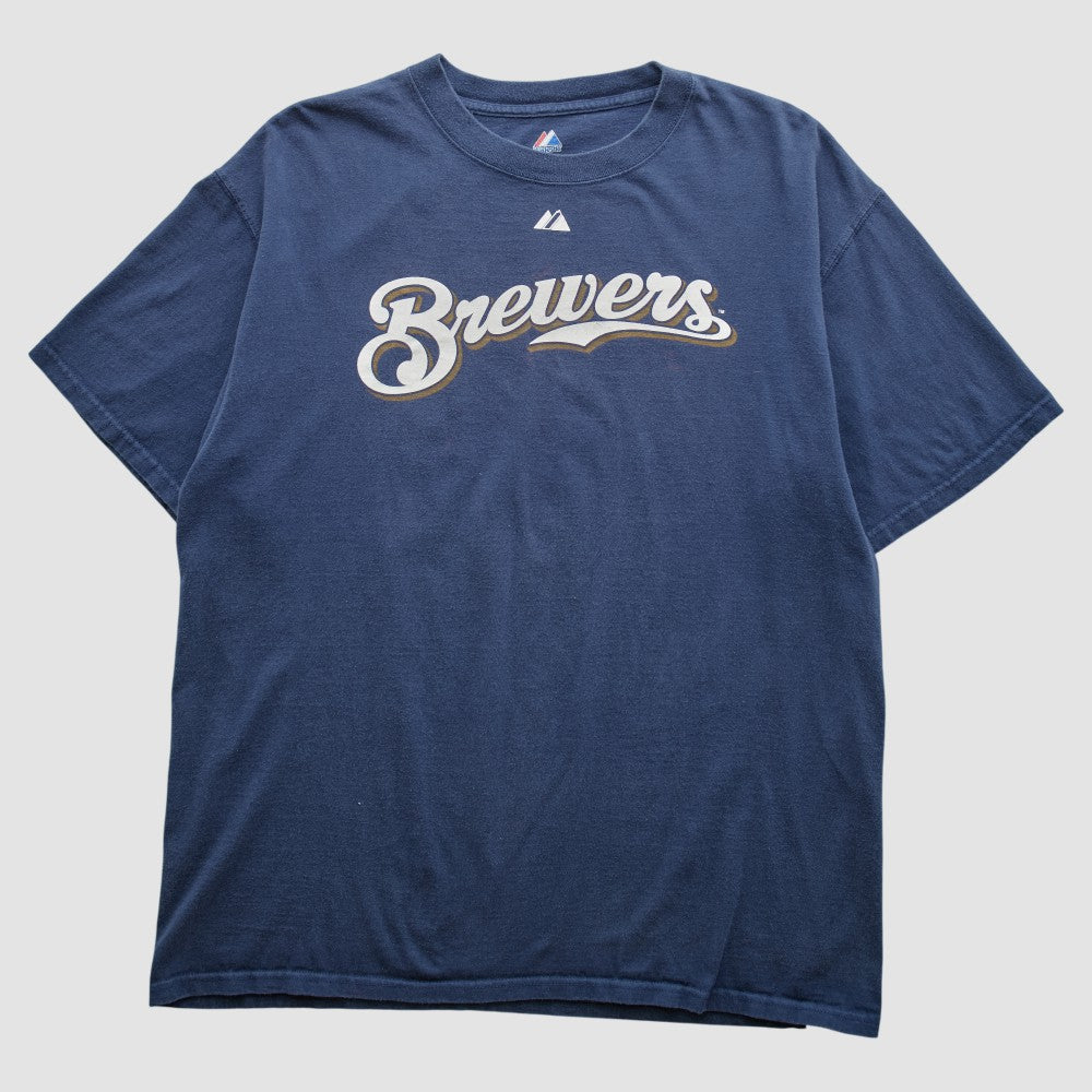 Milwaukee Brewers Majestic 2000s T-shirt - Navy Vintage