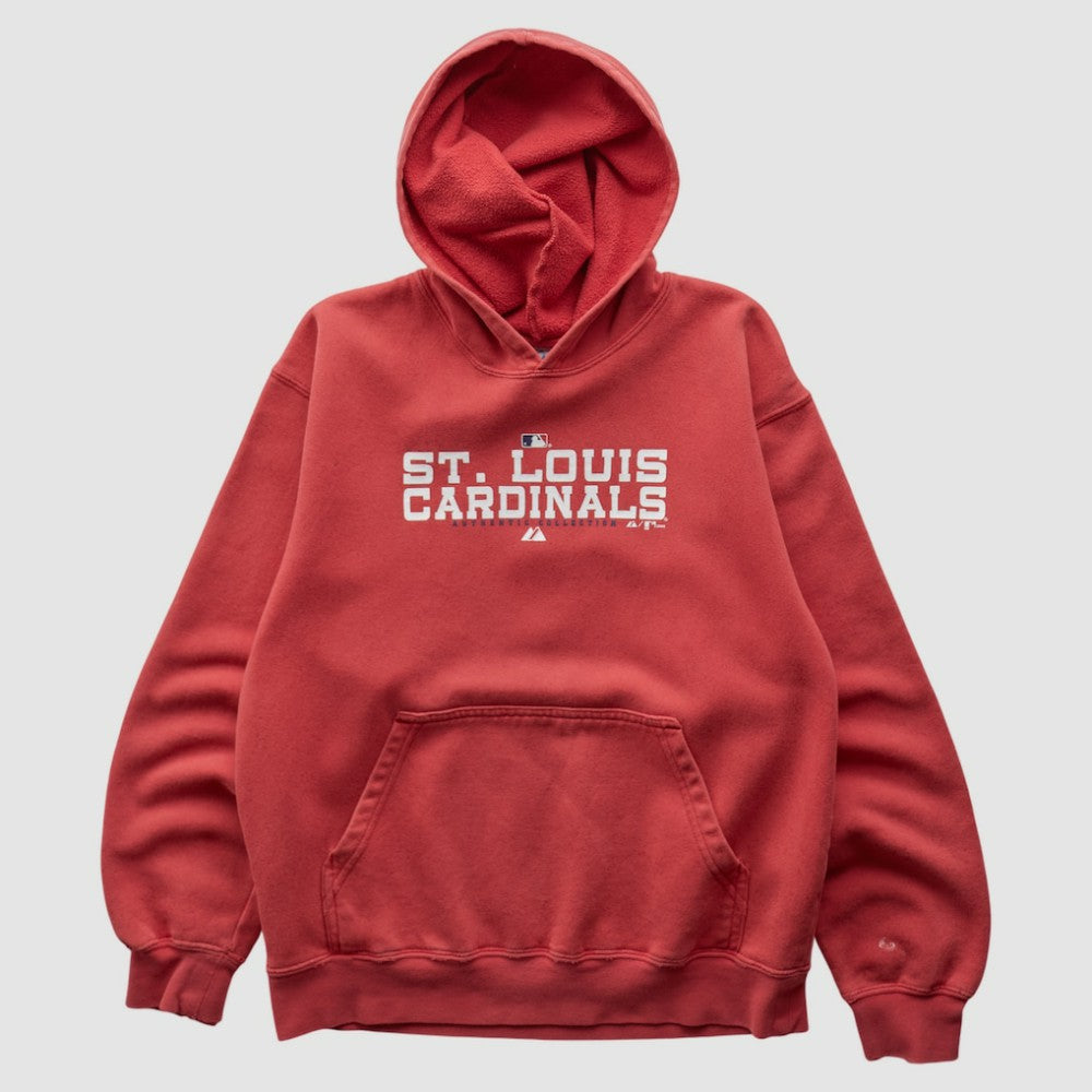 St. Louis Cardinals Majestic 2000s Hooded Pullover Sweatshirt - Red Vintage
