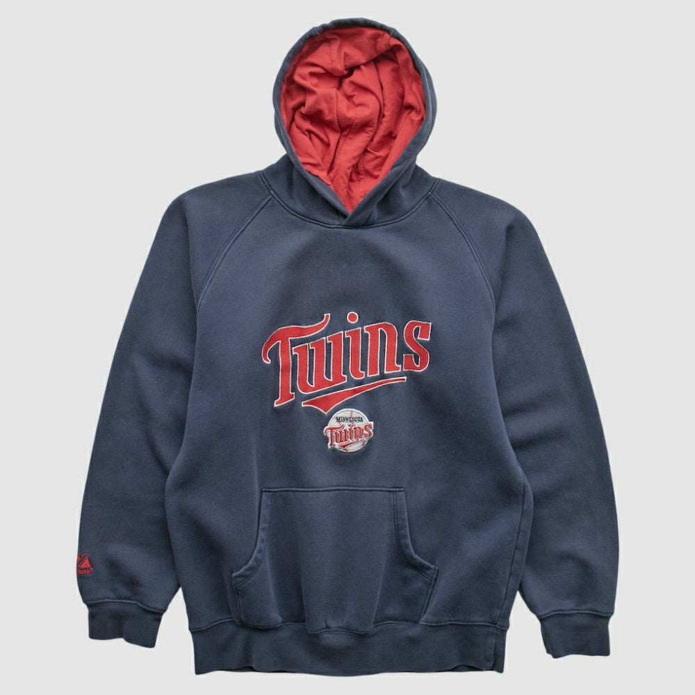 Minnesota Twins Majestic 2000s Hooded Pullover Sweatshirt - Navy Vintage