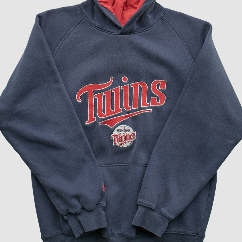 Minnesota Twins Majestic 2000s Hooded Pullover Sweatshirt - Navy Vintage