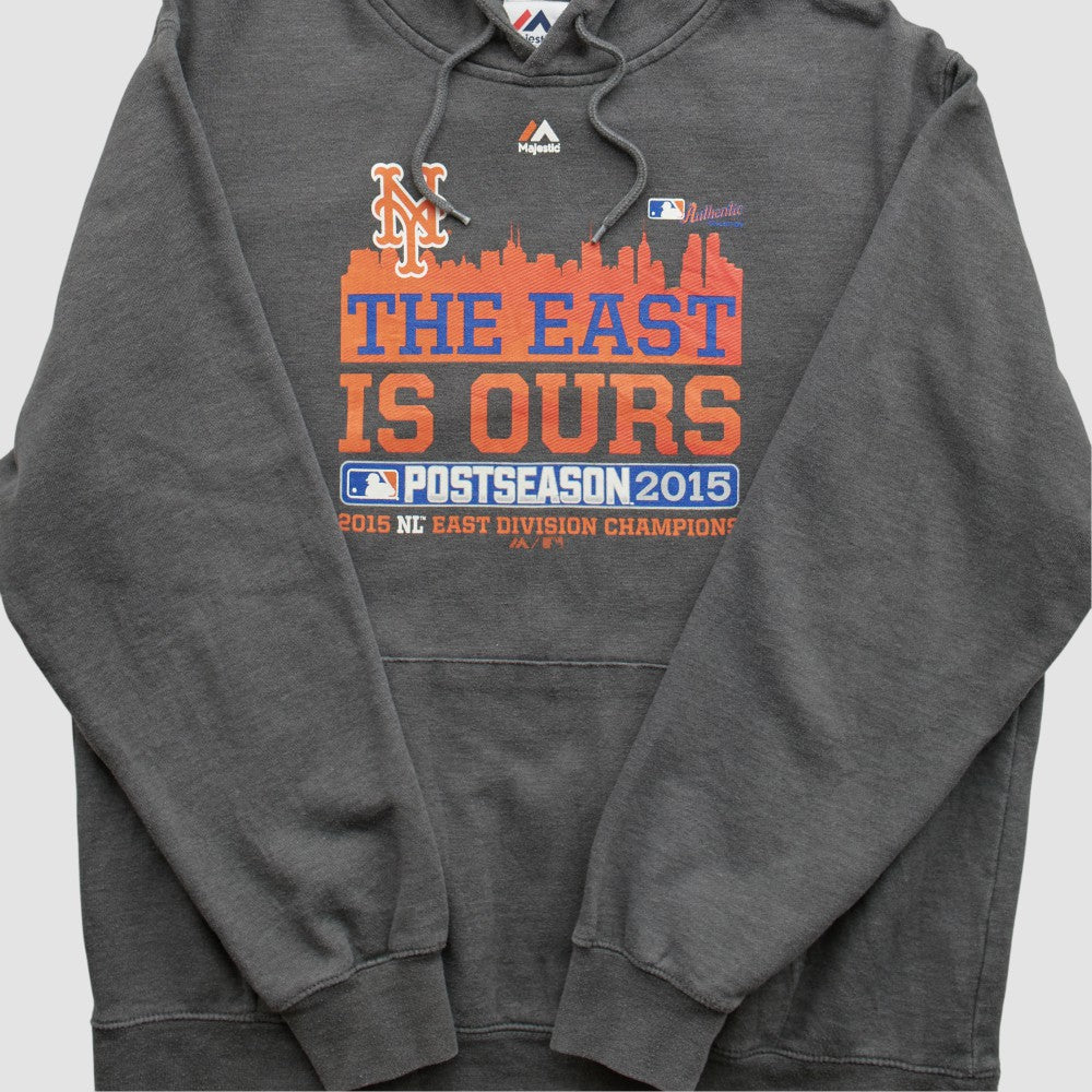 New York Mets Majestic 2015 Hooded Pullover Sweatshirt - Dark Heather Gray Vintage