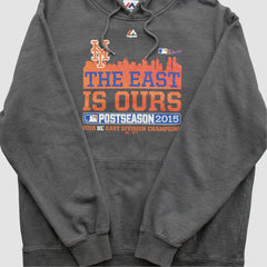 New York Mets Majestic 2015 Hooded Pullover Sweatshirt - Dark Heather Gray Vintage