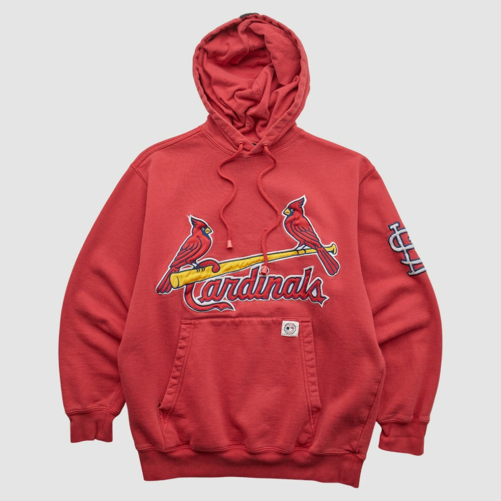 St. Louis Cardinals Stitches 2000s Hooded Pullover Sweatshirt - Red Vintage
