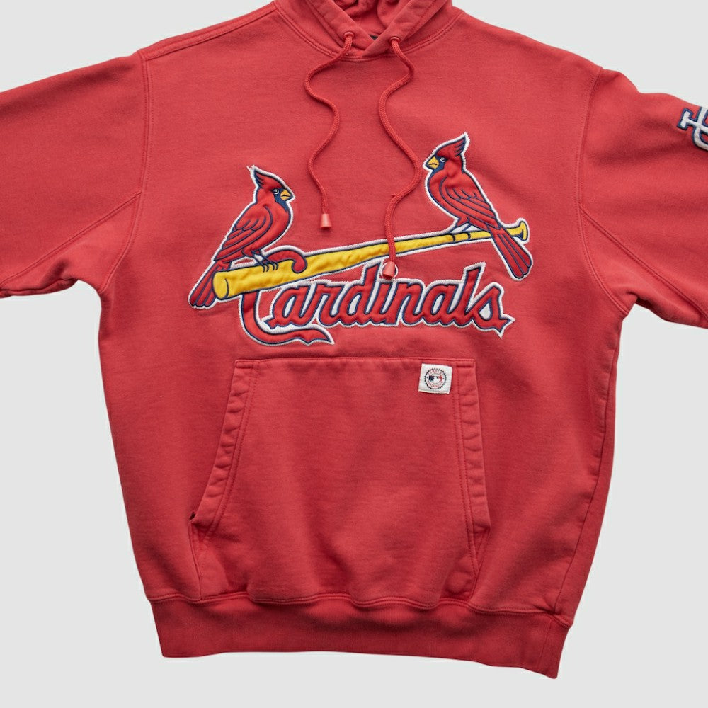 St. Louis Cardinals Stitches 2000s Hooded Pullover Sweatshirt - Red Vintage