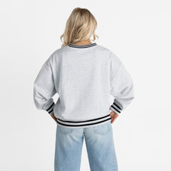 NFL San Francisco 49ers Gameday Couture Women's Oversized Gridiron Drive Ringer Stripe Sweatshirt