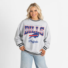 NFL Buffalo Bills Gameday Couture Women's Oversized Gridiron Drive Ringer Stripe Sweatshirt