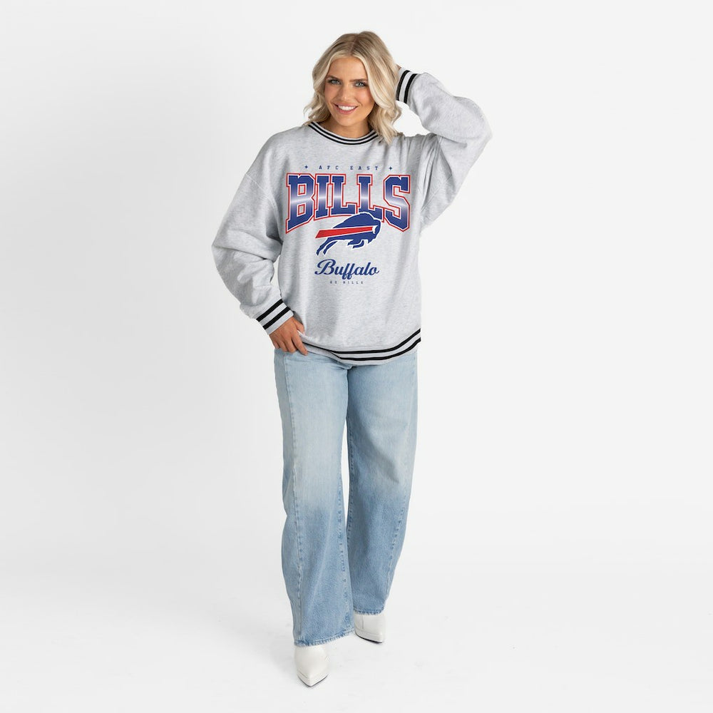 NFL Buffalo Bills Gameday Couture Women's Oversized Gridiron Drive Ringer Stripe Sweatshirt