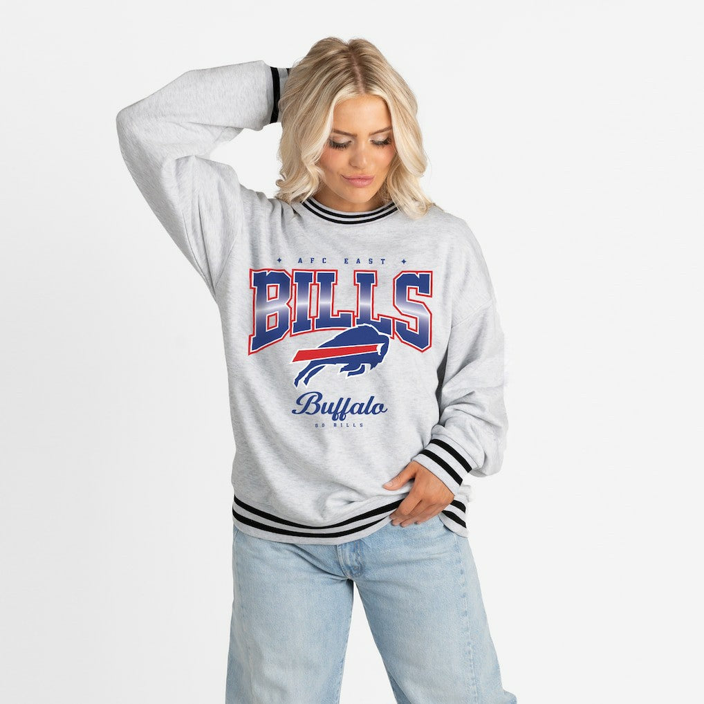 NFL Buffalo Bills Gameday Couture Women's Oversized Gridiron Drive Ringer Stripe Sweatshirt