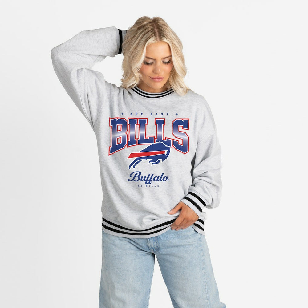 NFL Buffalo Bills Gameday Couture Women's Oversized Gridiron Drive Ringer Stripe Sweatshirt