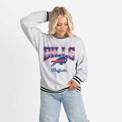 NFL Buffalo Bills Gameday Couture Women's Oversized Gridiron Drive Ringer Stripe Sweatshirt