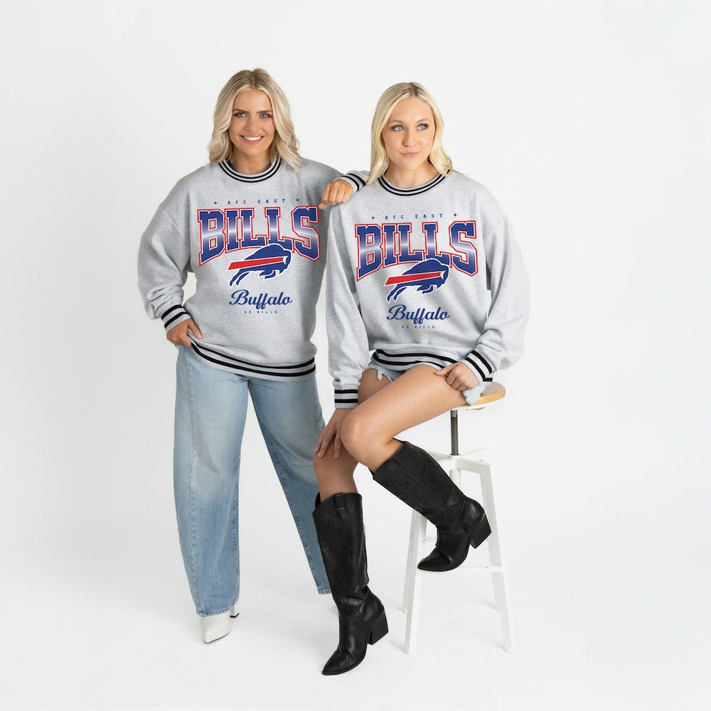 NFL Buffalo Bills Gameday Couture Women's Oversized Gridiron Drive Ringer Stripe Sweatshirt