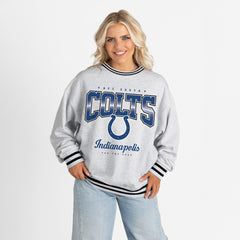 NFL Indianapolis Colts Gameday Couture Women's Oversized Gridiron Drive Ringer Stripe Sweatshirt