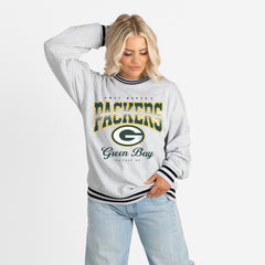 NFL Green Bay Packers Gameday Couture Women's Oversized Gridiron Drive Ringer Stripe Sweatshirt