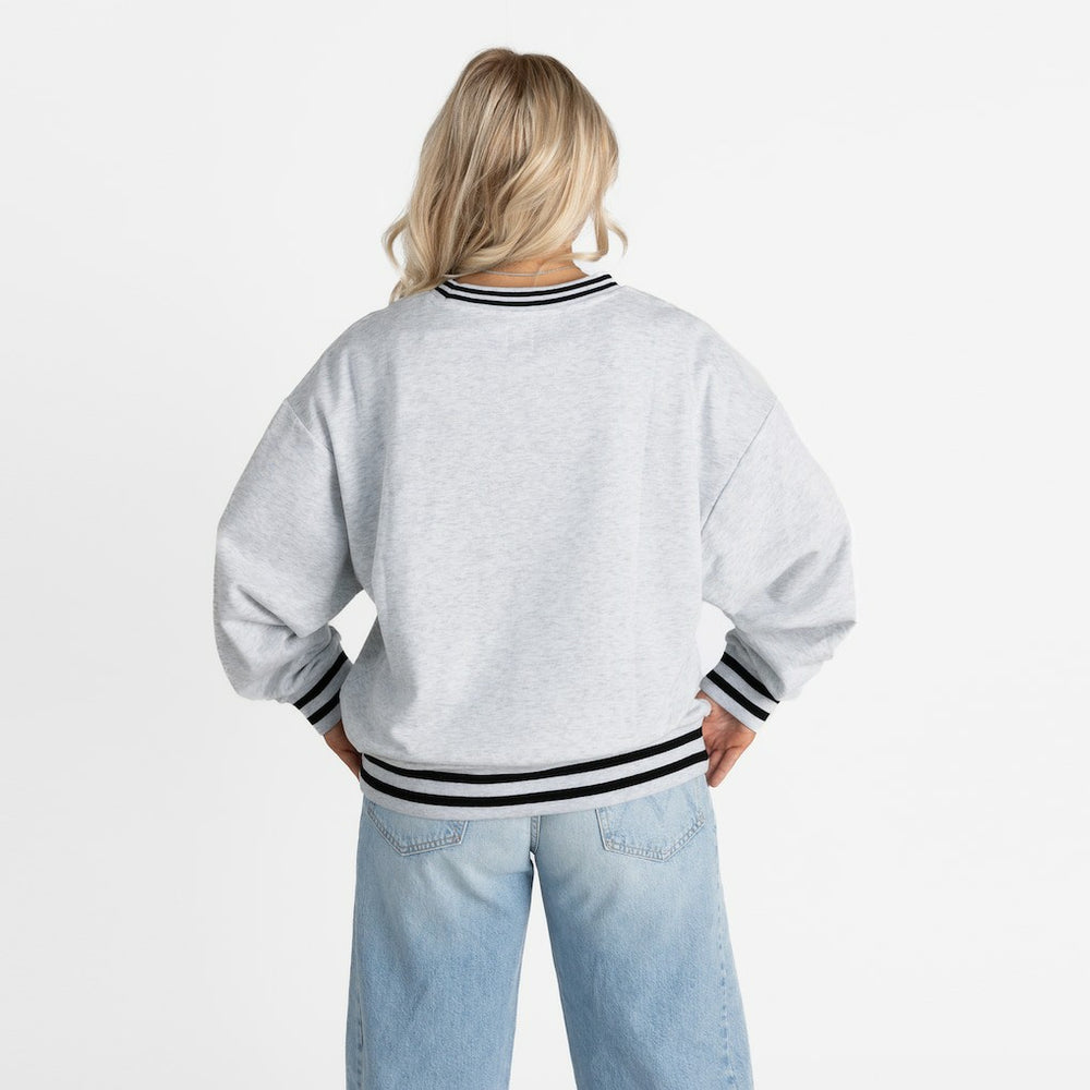 NFL Kansas City Chiefs Gameday Couture Women's Oversized Gridiron Drive Ringer Stripe Sweatshirt
