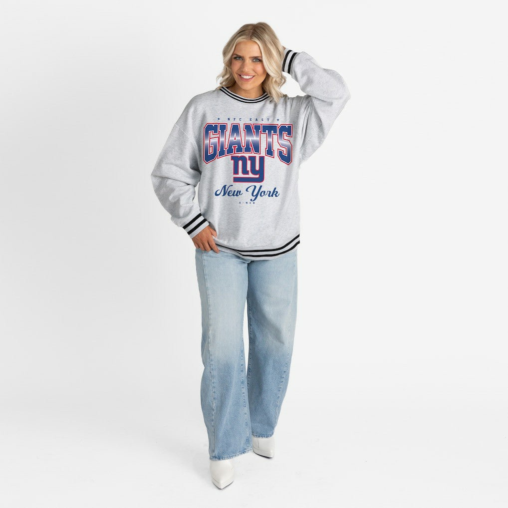 NFL New York Giants Gameday Couture Women's Oversized Gridiron Drive Ringer Stripe Sweatshirt