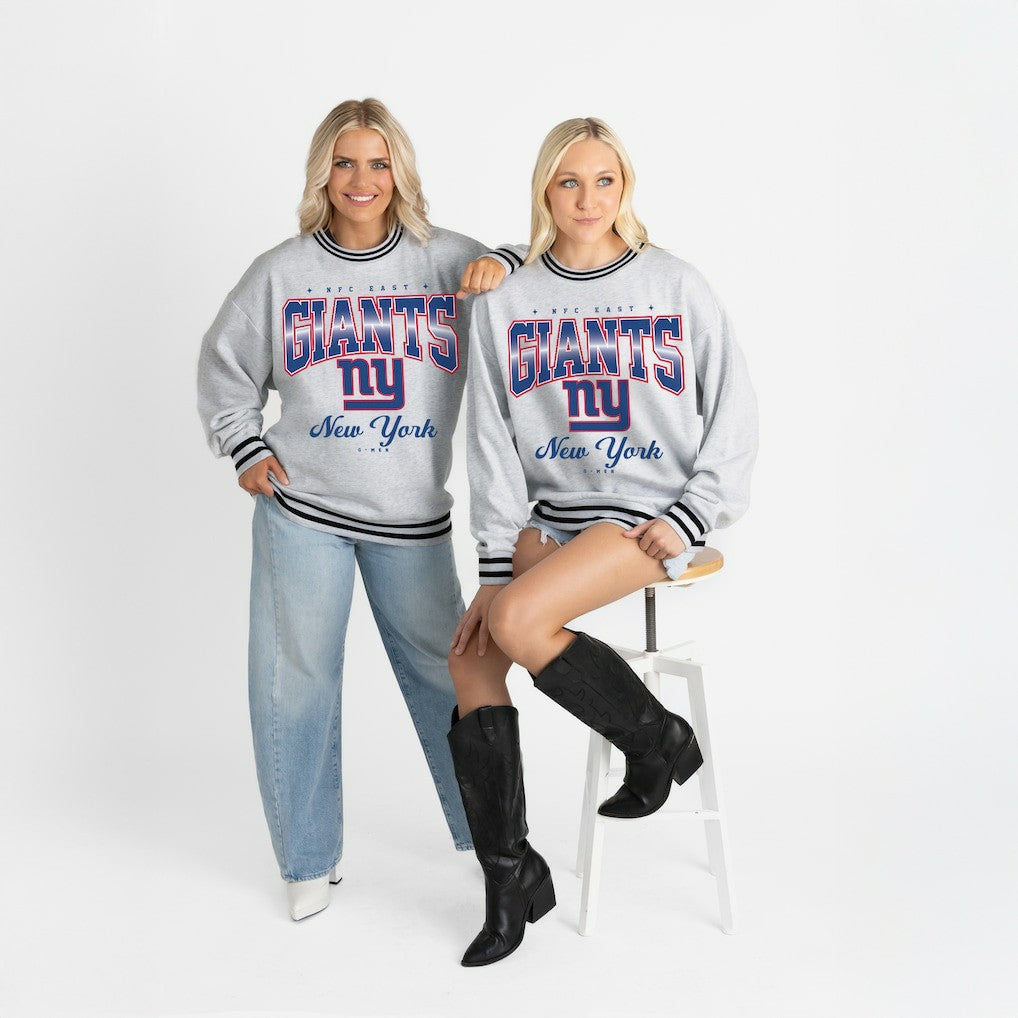 NFL New York Giants Gameday Couture Women's Oversized Gridiron Drive Ringer Stripe Sweatshirt