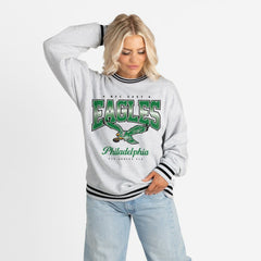 NFL Philadelphia Eagles Gameday Couture Women's Oversized Gridiron Drive Ringer Stripe Sweatshirt