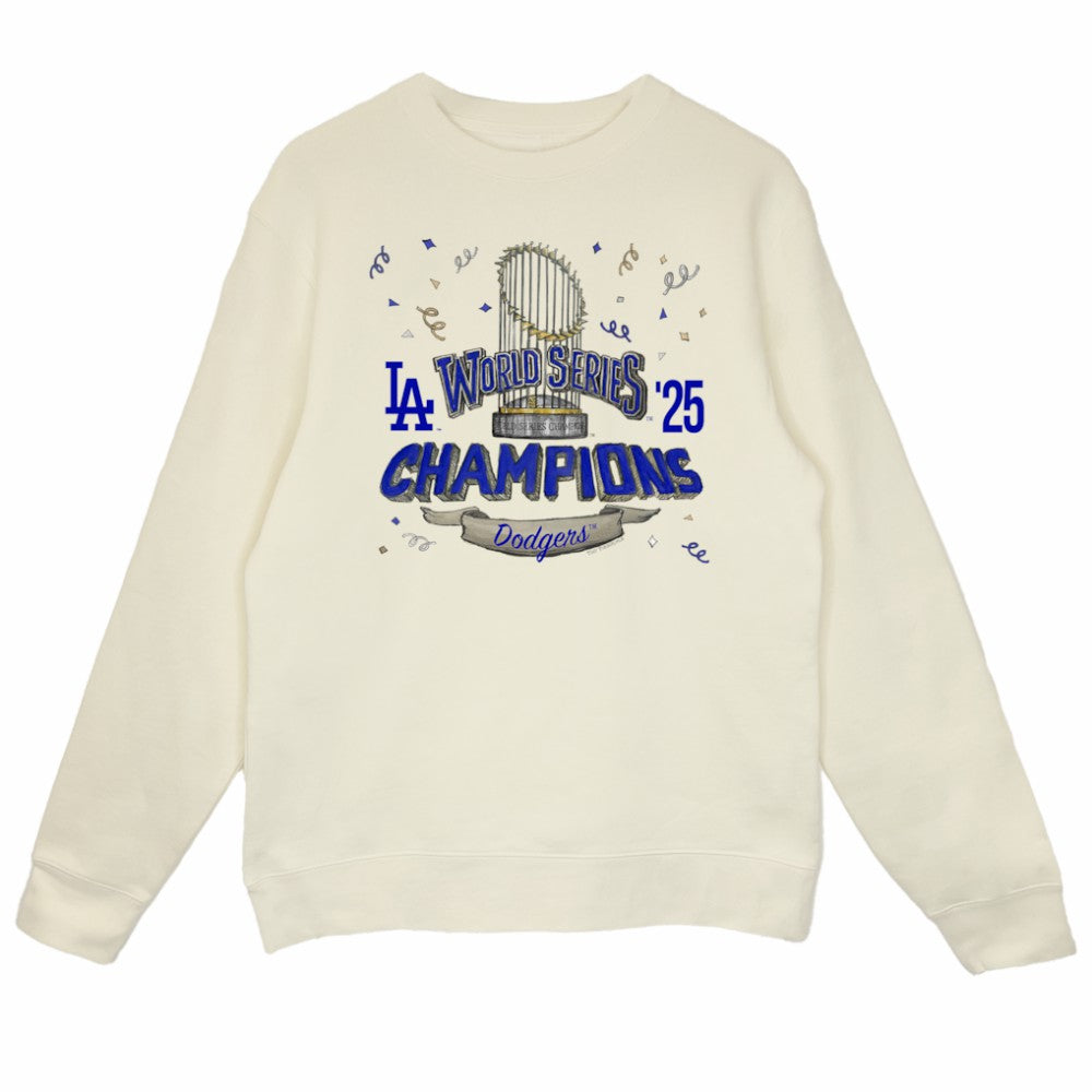 Los Angeles Dodgers Tiny Turnip Women's 2025 World Series Champions Parade Sweatshirt - Cream