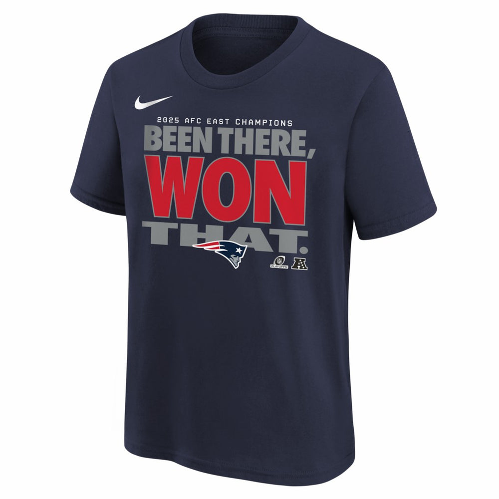 NFL New England Patriots Youth 2025 AFC East Division Champions Locker Room Trophy Collection T-Shirt