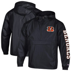 NFL Cincinnati Bengals Packable Windbreaker Half-Zip Jacket
